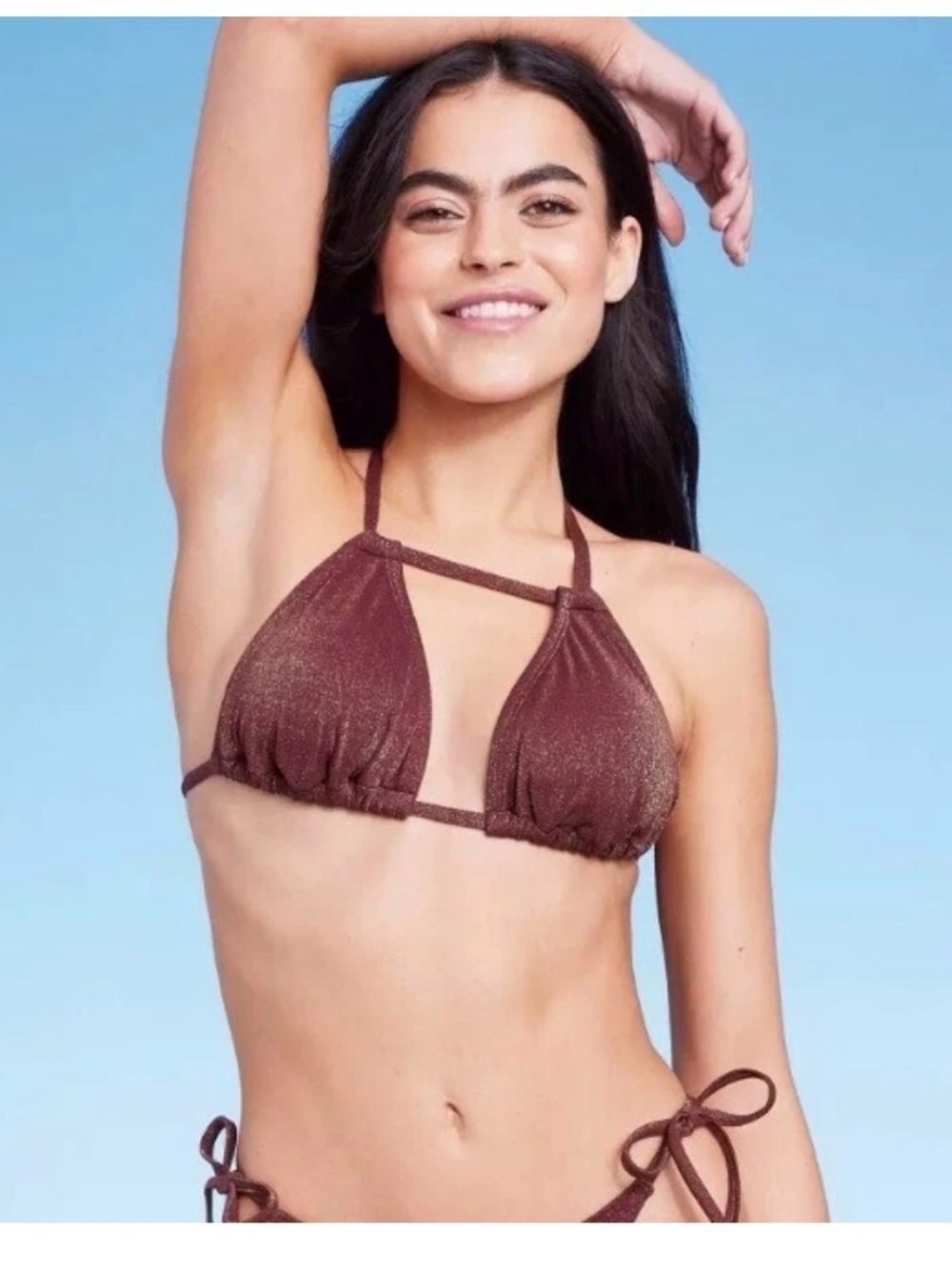 Shimmery Brown Triangle Bikini Top - Women's Swim